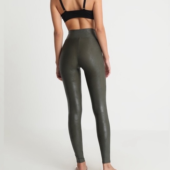 Spanx Rich Olive Faux Leather liquid Leggings | size large - Picture 3 of 5